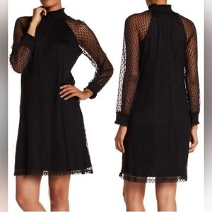 LIKE NEW Nina Leonard Mock Neck Long Sleeve Little Black Shift Dress Size XL